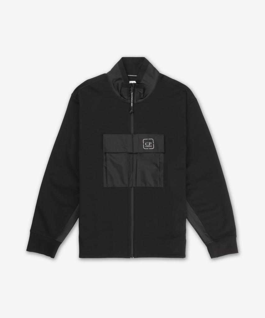 Cp Company Metropolis Open Sweat Jacket - Black / 18Clss012A006452M999