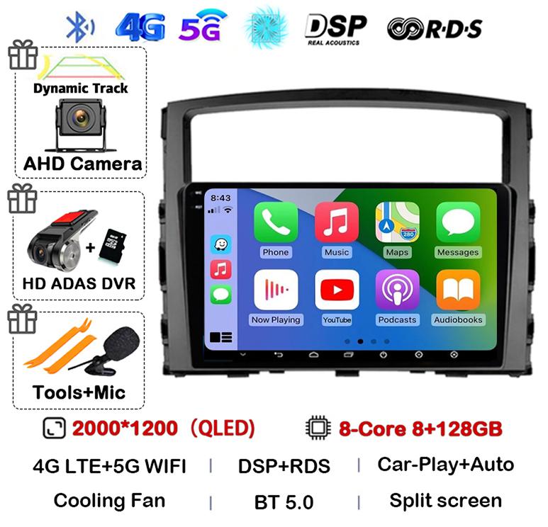 Android 14 Carplay Auto For Mitsubishi Pajero 4 V80 V90 2006 2007 2008 2009 - 2014 Car Radio Multimedia Video Player GPS Stereo