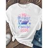 First Cruise Printed T-Shirt Women's Casual Short Sleeve Round Neck Versatile Daily Home Wear Top