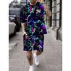 3D Summer Men's Short Sleeve Suit Fashion Street Short Sleeve Shorts