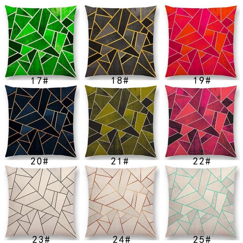 Neu Weiß Lila Schwarz Blau Rosa Bunt Abstrakt Geometrisch Dreiecke Goldene Linien Regenbogensteine Kissenbezug Dekokissenbezug
