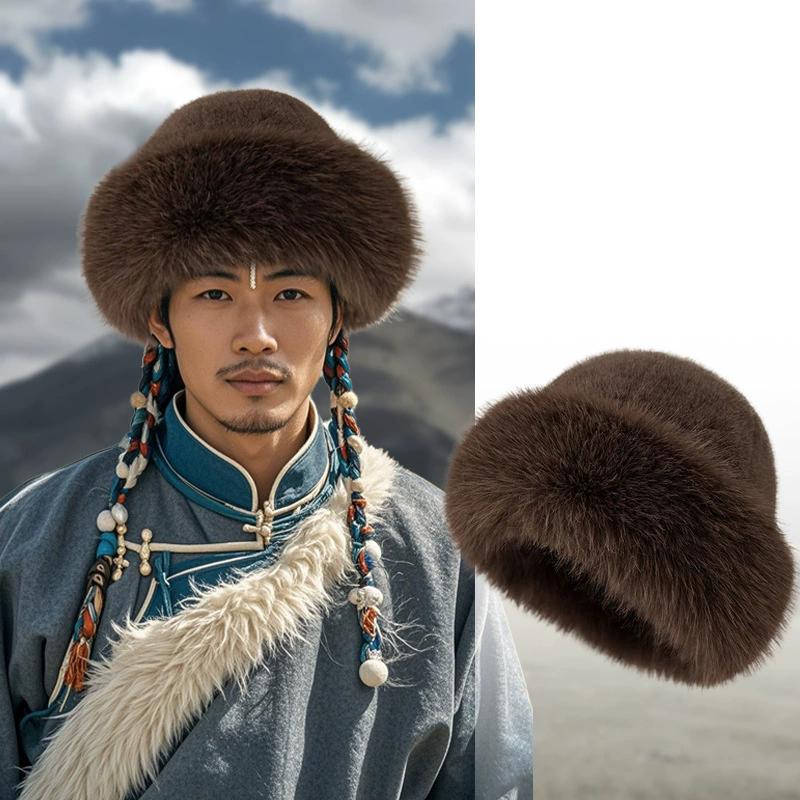 WTEMPO Men's Autumn Winter Outdoor Plush Faux Fur Ear Protection Hats Couple Windproof Cold-proof Warm Hats Cycling Skiing Hats