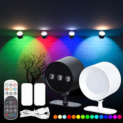 Dimmbare 2-seitige LED-Wandlampe, wiederaufladbar, 360° drehbar, magnetische Kugel, verstellbare Touch-Fernbedienung, Leselicht am Bett