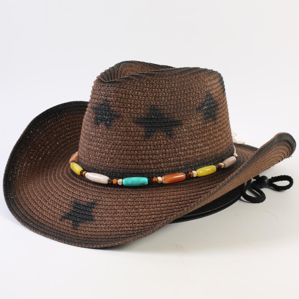 Popular Western Cowboy Straw Hat Men's and Women's Fashion Shade Straw Hat Classic Outdoor Western Cowboy Hat