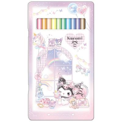 Crayon Kuromi Parfait pour la Nouvelle École Sanrio Coloré 12 Crayons dans une Boîte Numéro de Produit 173922 Ensemble 12 Couleurs, Année, Crayons, Étui,