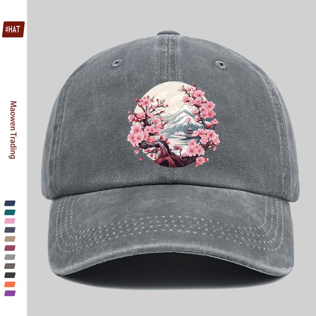pc Unisex Cherry Blossom Tree Print Baseball Cap Simple Decorative Hat for Home and Casual Wear Multiple Colors Available Co