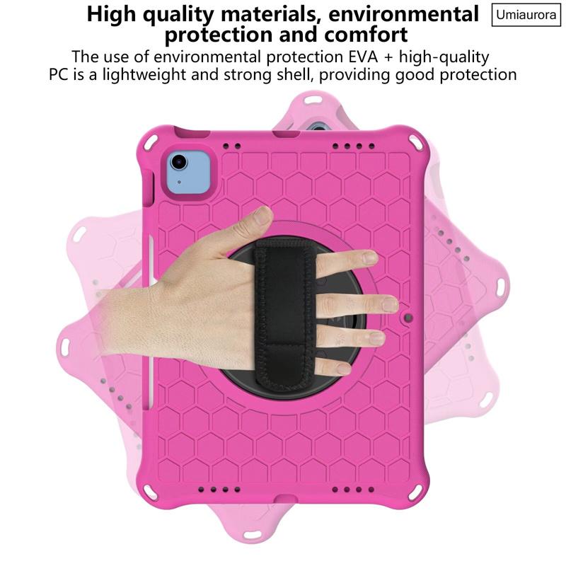 360 Rotate Hand Strap Case For IPad Mini 5 6 Air 2 3 4 10.9 9.7 7th 8th 9th Gen 10.2 Pro 11 Kids Eva Shockproof Cover