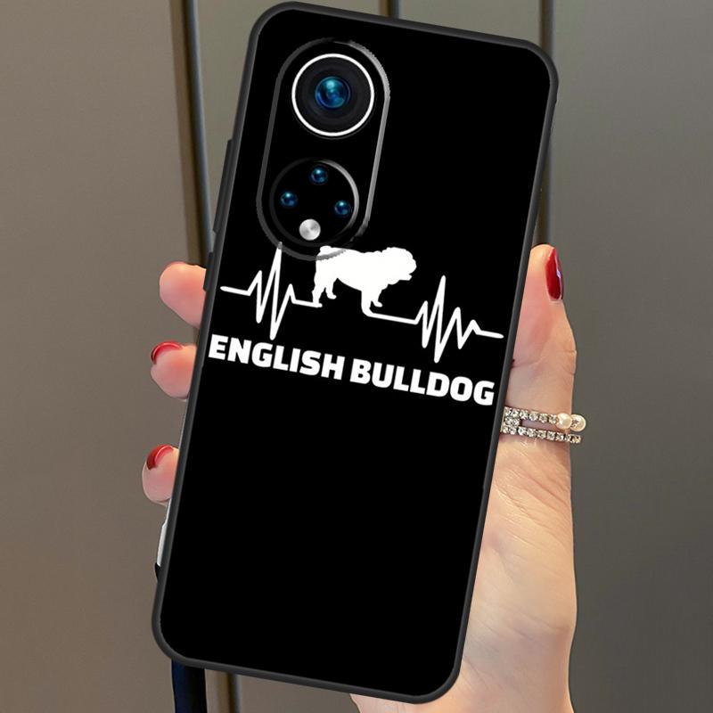 English Bulldog Heartbeat Cover For Honor 50 Lite Case For Huawei P20 P30 P40 Pro Nova 9 5T P Smart 2021 8X 9X 10i