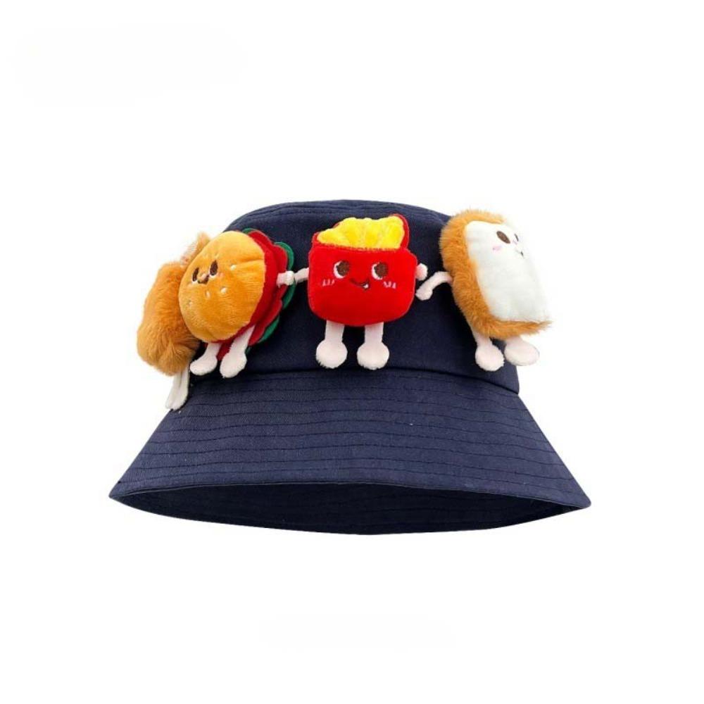 Breathable Sunscreen Basin Cap Adjustable Cartoon Sunshade Hat Cute Hamburger Fisherman Hat  Women