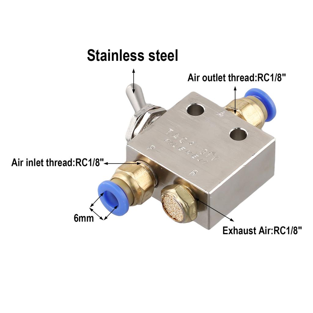 Pneumatic Valve TAC2 31V 2 Position 3 Way Switching Mechanical Valve for Air with Brass Body and Stainless Steel Stem