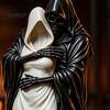 Gothic Home Decor Hugging Reaper Figurine, Resin Black And White Skeleton Bookshelf Art Statue for Bookshelves Desktop, Retro Halloween Atmosphere