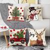 Polyester Christmas Pillow Cover Bedroom Study Home Decoration Holiday Print Cushion By Pillowcase