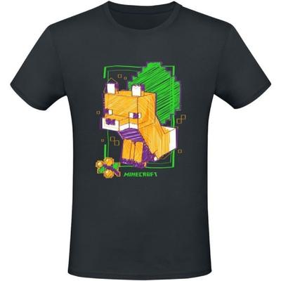 Minecraft Gezeichneter Fuchs Unisex T-Shirt Schwarz Fan Merch, Gaming