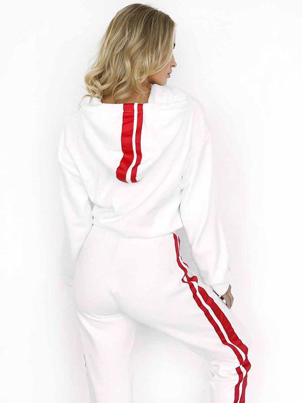 Women Casual Sweatshirt Sports Pants Hooded Cropped Sweatshirt