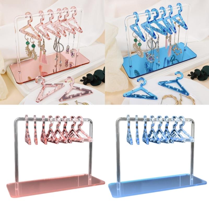 Acrylic Earring Holder Rack With Mini Hangers Jewelry Display Stand Ear Studs Organizer Tabletop Storage For Women Girl