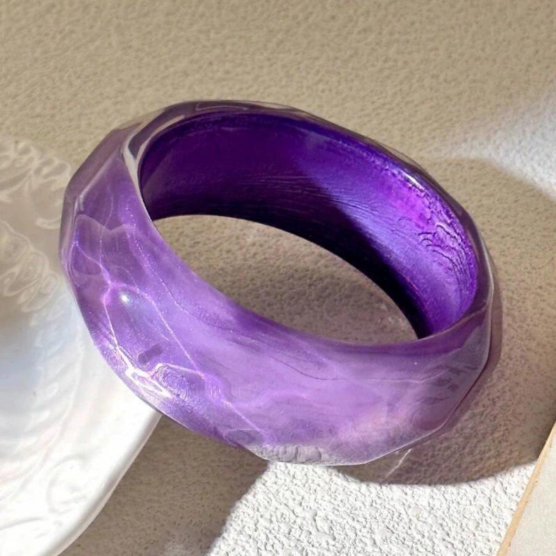 

2025 New Purple Color Resin Bangle Irregular Simple Geometric Opaque Resin Bracelet Fashion Gift For Friends