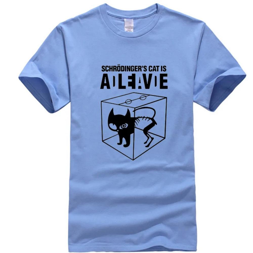 Men's T-shirt Top Quality Schrodinger's Cat Print Summer Short Sleeve Men T Shirt Casual The Big Bang Theory Mens Tshirt