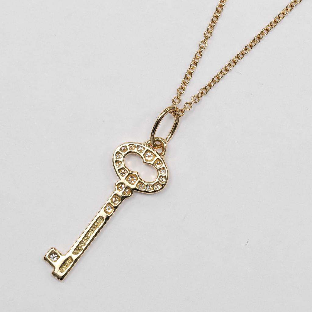 TIFFANY&Co. Oval key Necklace K18 yellow gold/diamond 2.75g Women Used