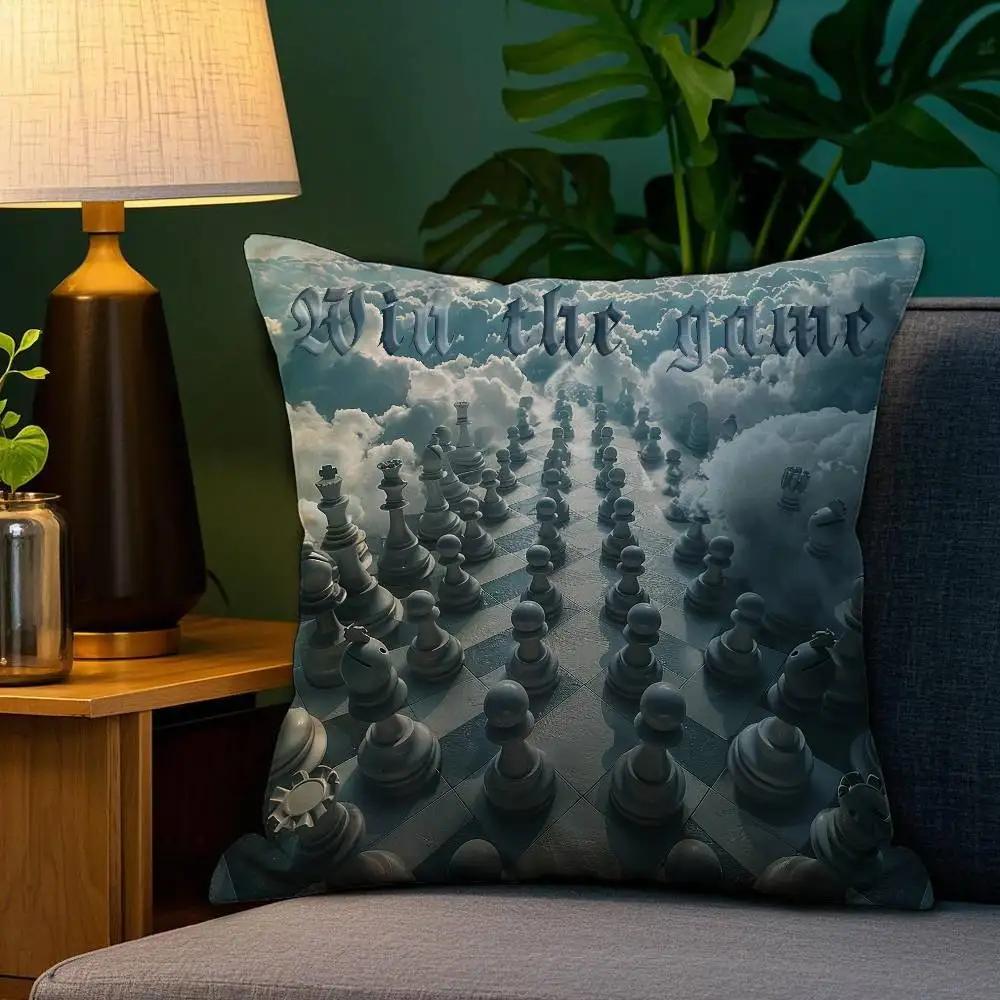 Home Decor Cloudy Chessboard: Win the Game Pillow Cover Pattern Cushion Cover Suitable for Sofa Bedroom Car Pillow Cover