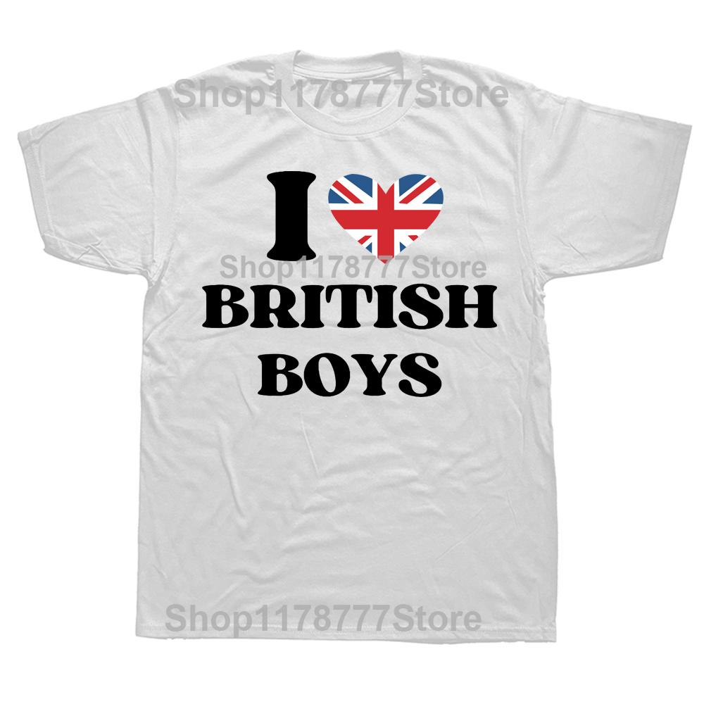 Funny I Love British Boys T Shirts Graphic Cotton I Red Heart British Boys Britain United Kingdom Gifts Summer Tshirt Men