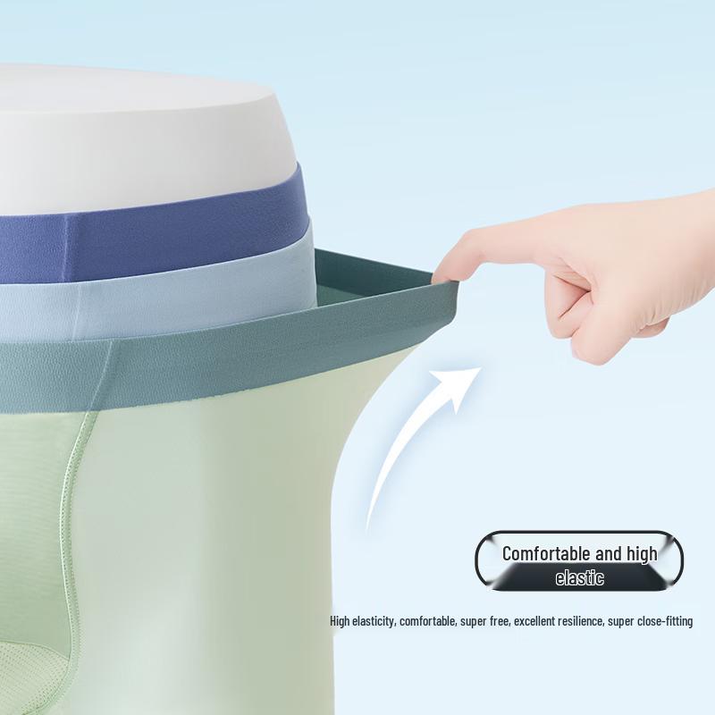 FitonTon Men's Ice Silk Antibacterial Boxer Briefs 4-Pack