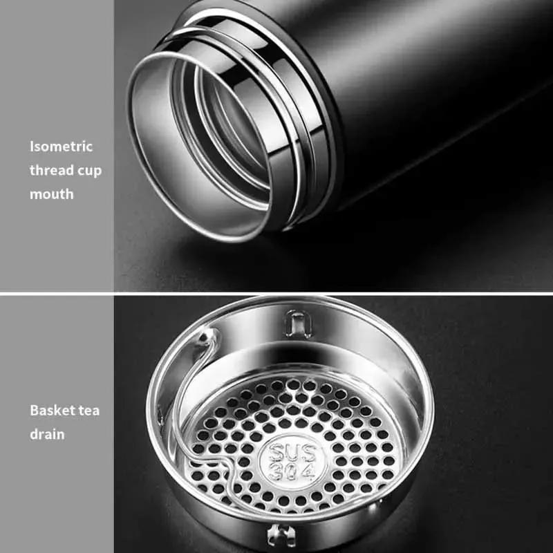 500Ml Bullet Double-Layer Stainless Steel Vacuum Thermos Coffee Tumbler Travel Mug Business Trip Water Bottle Tea Infuser Bottle