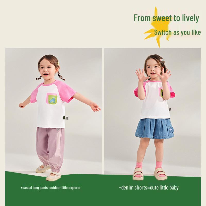 2025 Summer Girls' Cartoon T-Shirt - Short Sleeve, Cute Design