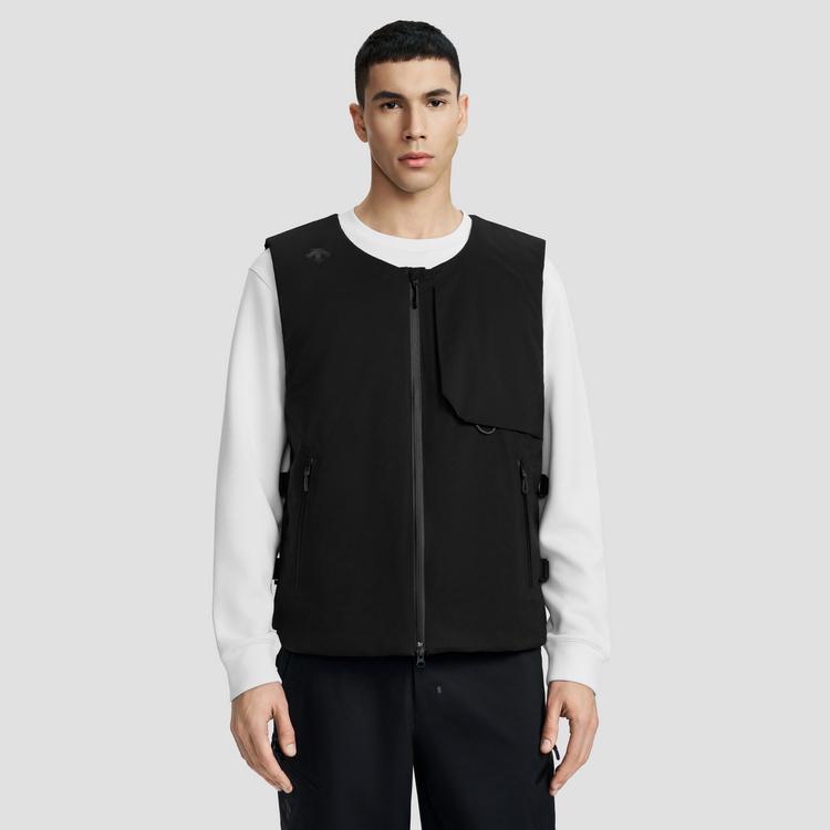 DESCENTE BLEU Vests Men's BK-Black Crew Neck Moderate Other D5131BPD70