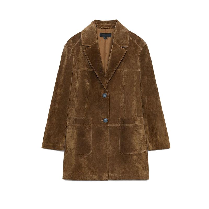 

Autumn New Women clothes Retro Idle Style All-Match Suede Suit Long Jacket 3046255 Whiskey color L