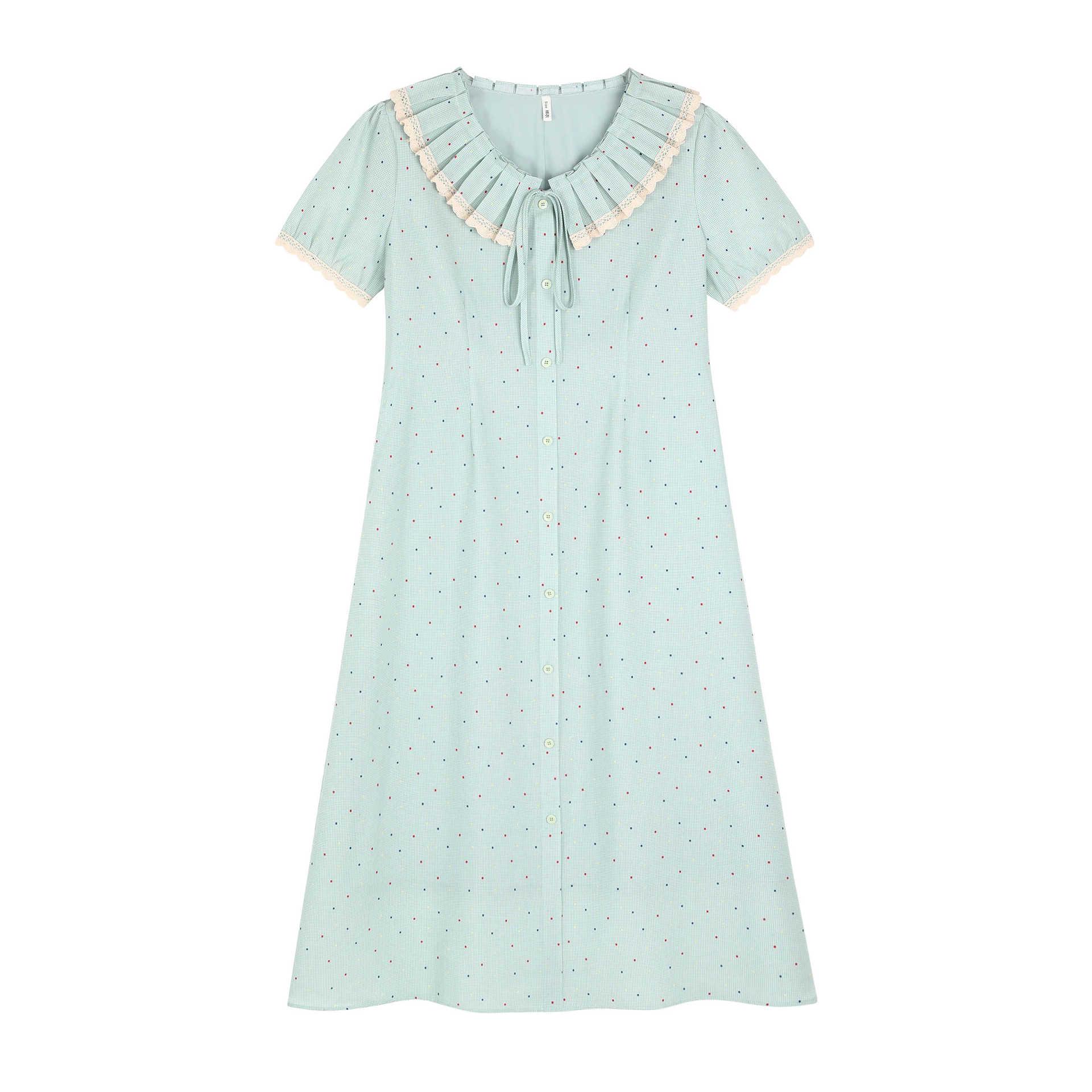 

Korean Style Plus Size Colorful Polka Dot Tie-up Plaid Dress for Women 4XL (for 90-100 kg)