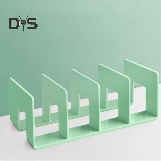 Desk Boodend Storage Organizer Book Support Stand with 4 Vertical Compartments Plastic File Sorter Rack for Book Magazines