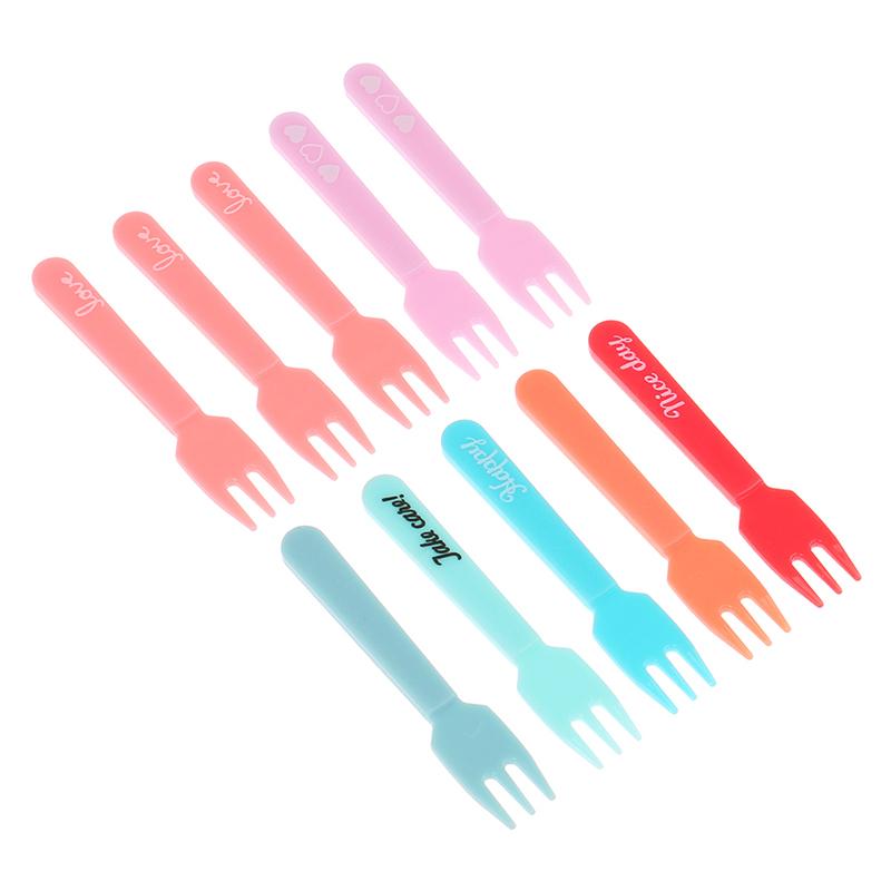 5Pcs Colorful Plastic Fruit Fork Mini Cartoon Children Snack Cake Dessert Food Fruit Pick Toothpick Bento Lunches Party Decor