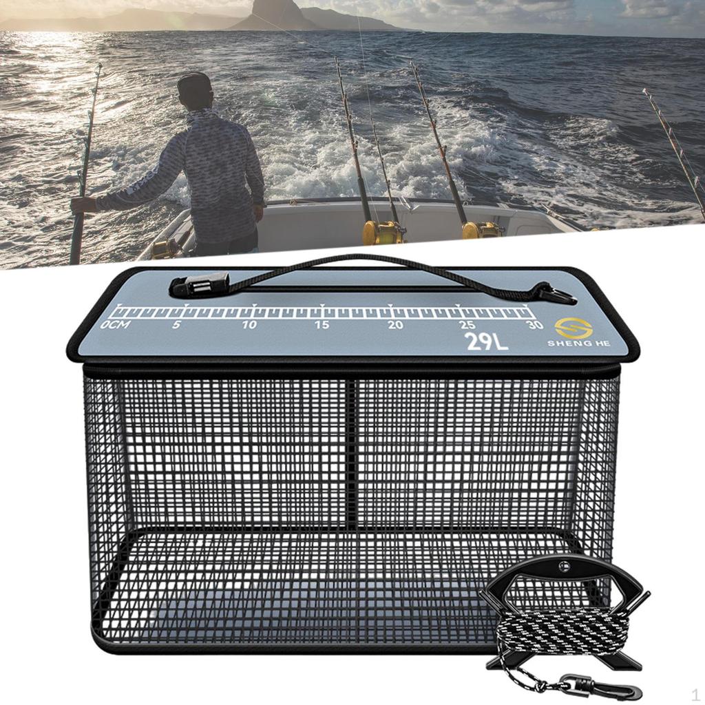 Fishing Basket Equipment Cast Net for Live Fish Top Zipper Cage