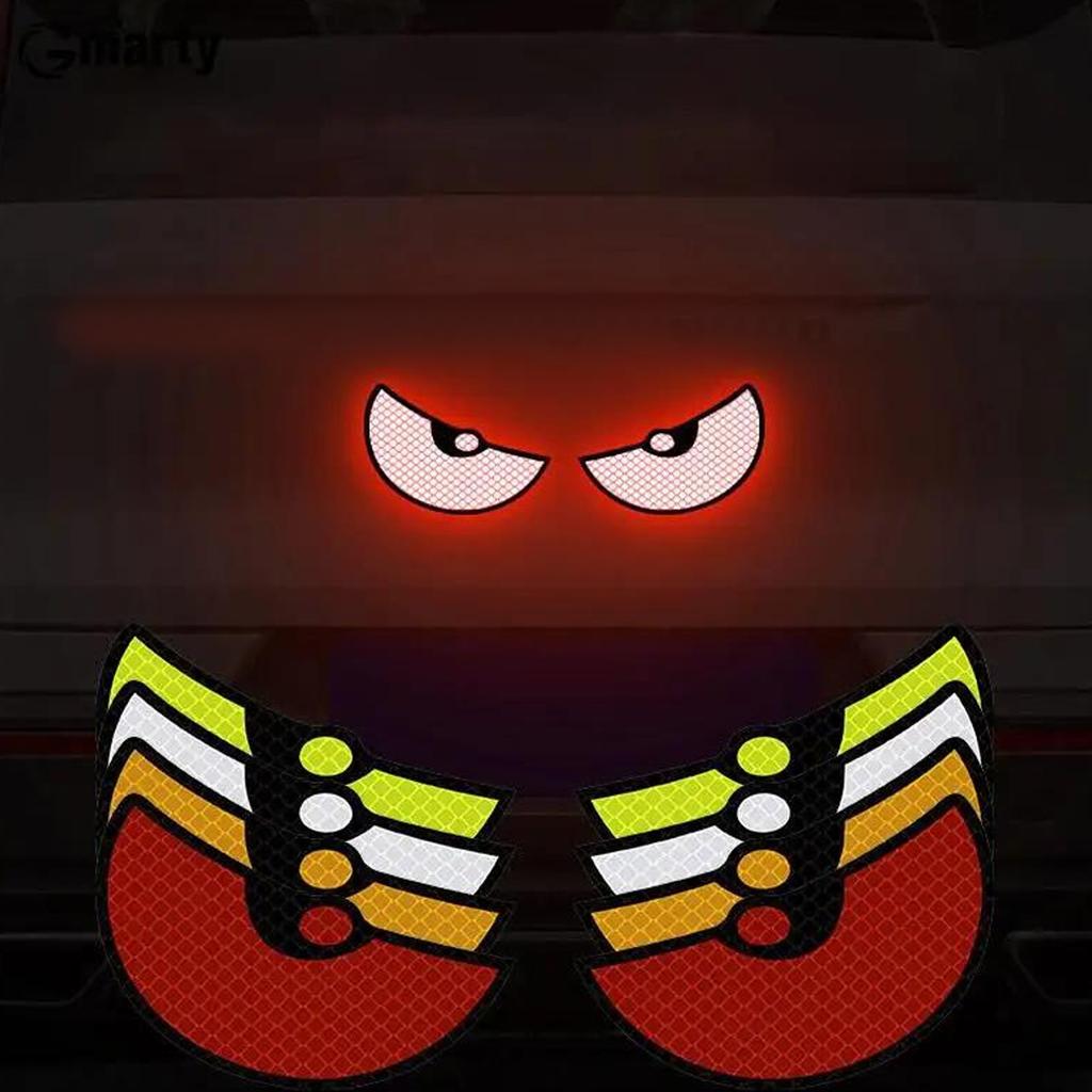 1 Paar Motorfiets Auto Duivels Oog Reflecterende Stickers Voor Achter Plakker Decoratieve Reflecterende Stickers Voertuig Decoratie