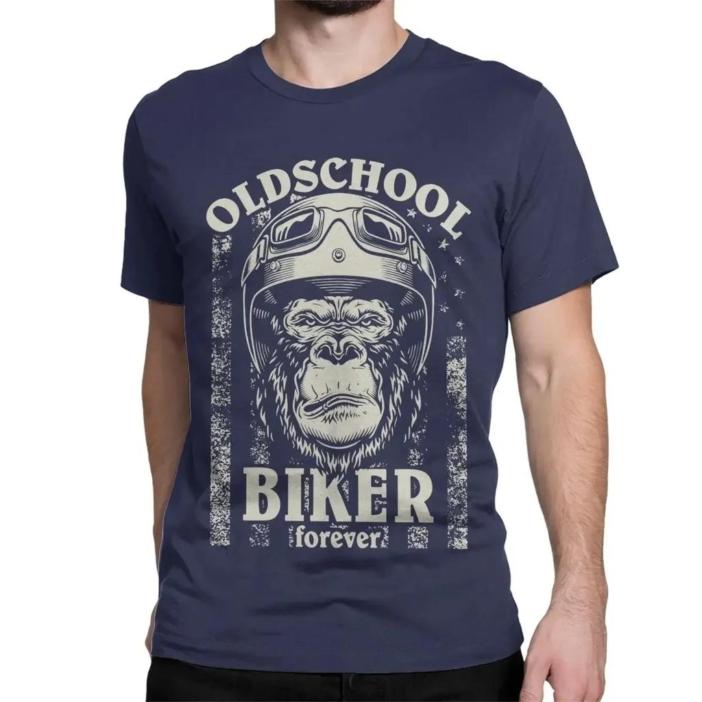 Old School Biker Motorrad Bike Herren T-Shirts Racing T-Shirt Rundhals T-Shirt Baumwolle Geburtstagsgeschenk Kleidung