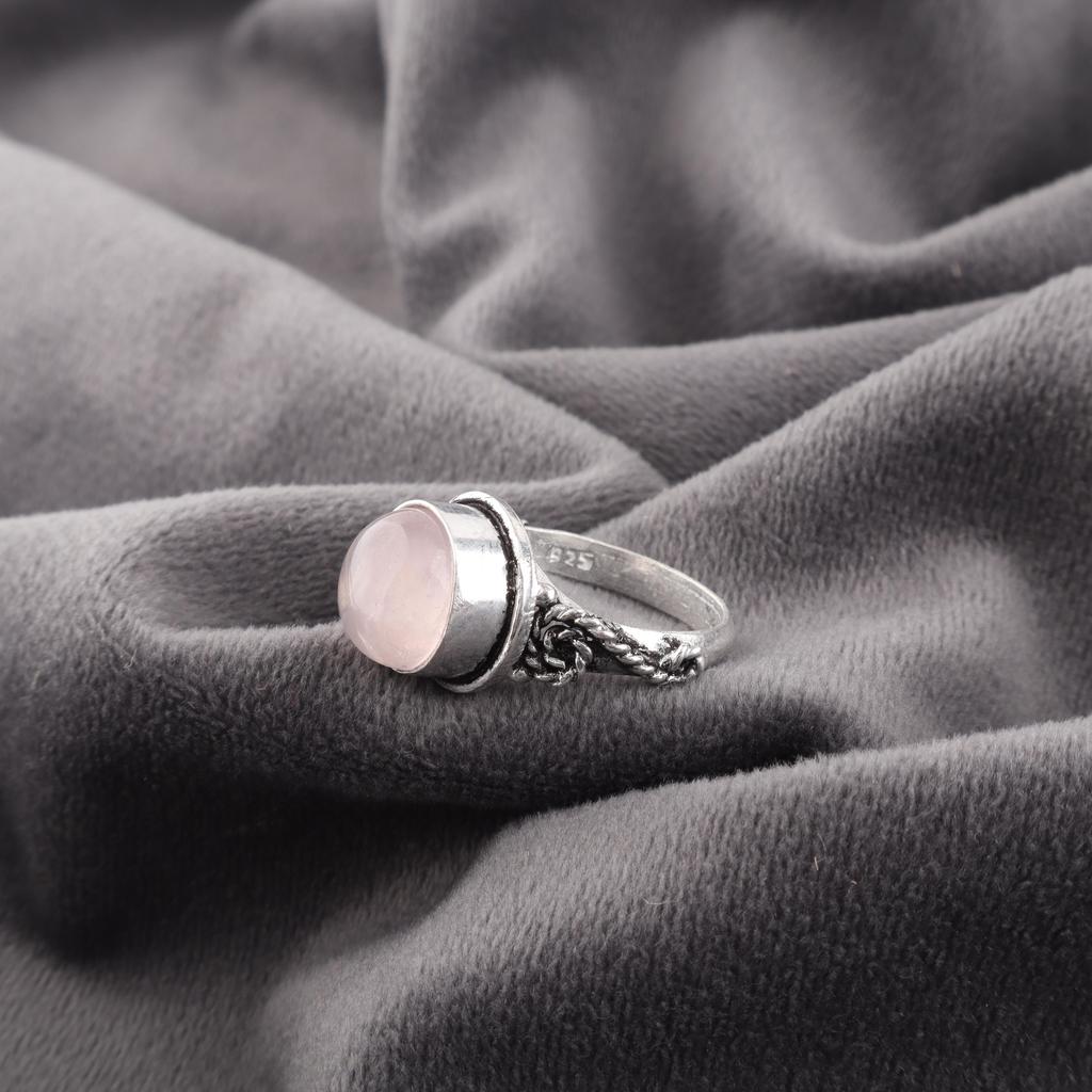 Rose Quartz Ring Jewelry, 925 Sterling Silver Ring, Handmade Adorable Gemstone Meditation Jewelry Ring For Memorial Day