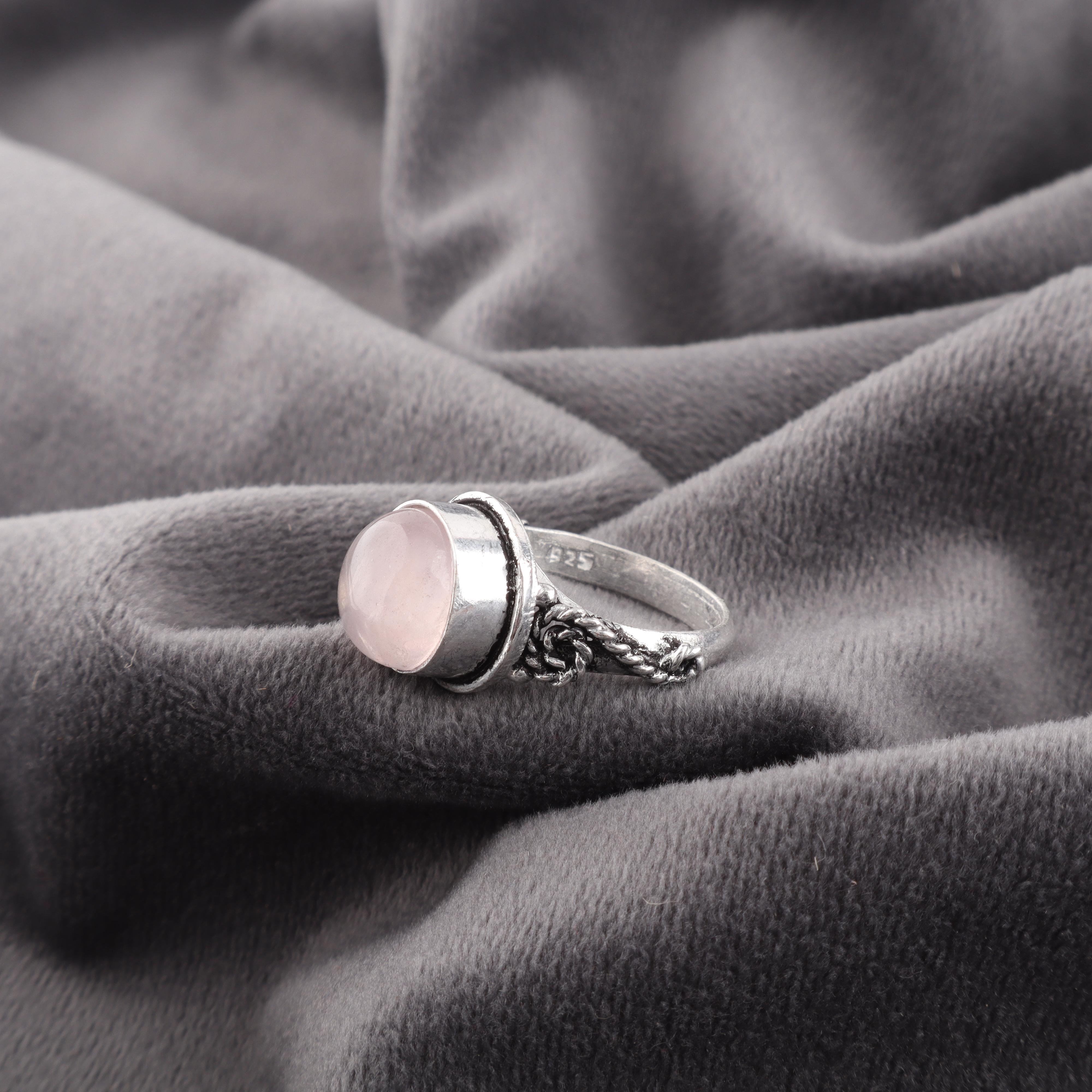 

Кольцо из розового кварца, ювелирное изделие, кольцо из стерлингового серебра 925 пробы, милое кольцо с драгоценным камнем ручной работы для медитации ко Дню памяти 12 розовый