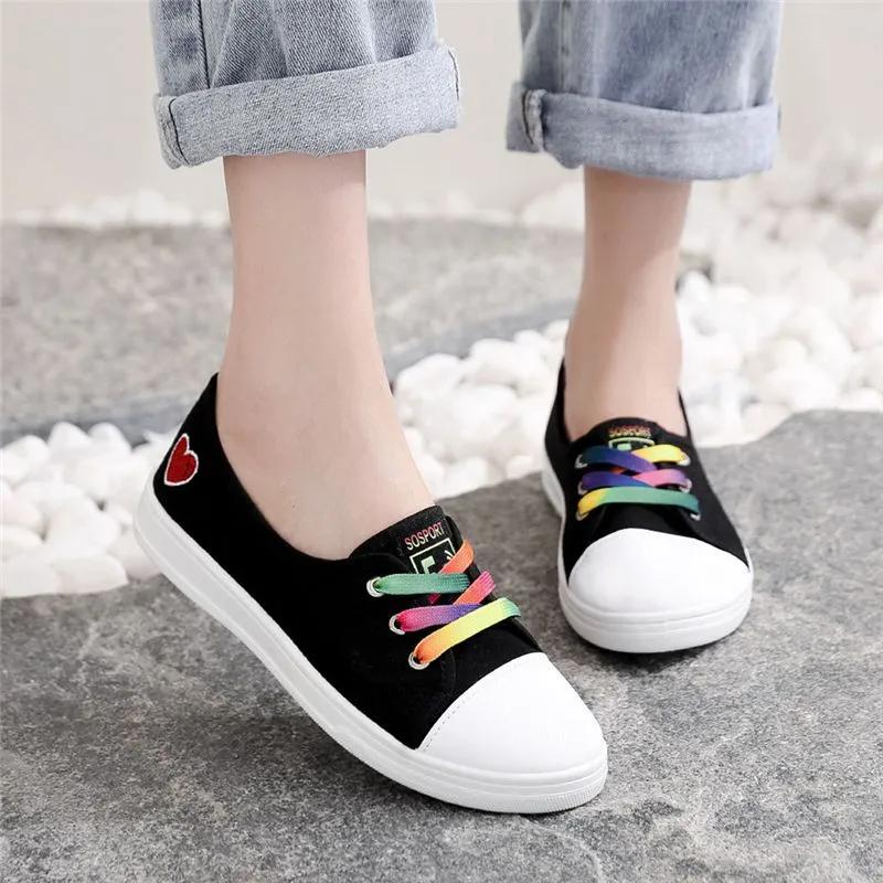 zapatos de mujer women cute sweet light weight white anti skid canvas flat shoes lady casual student school comfort shoes ga117