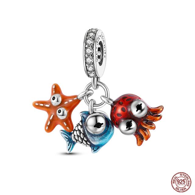 New 925 Sterling Silver Red Color Series Heart Shape Charms Beads Lucky Jewelry Gifts