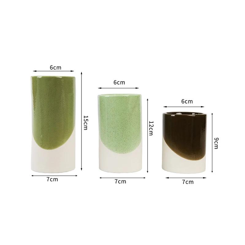 

Gradient Green Cylinder Candle Holder Romantic Candlestick Desk Decoration Wax Melt Burner Aroma Diffuser Home Aroma Container