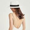 Straw Hat Ladies Summer Beach Sun Hat Wide Brim Fedora, White