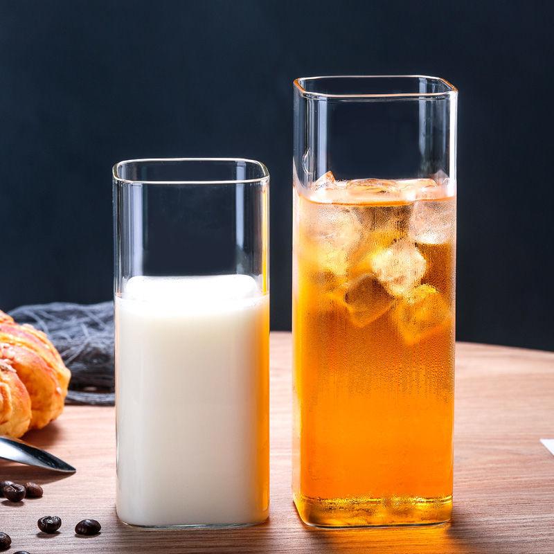 Square Heat-Resistant Glass Cup – Transparent Office Teacup for Coffee, Milk, and Juice