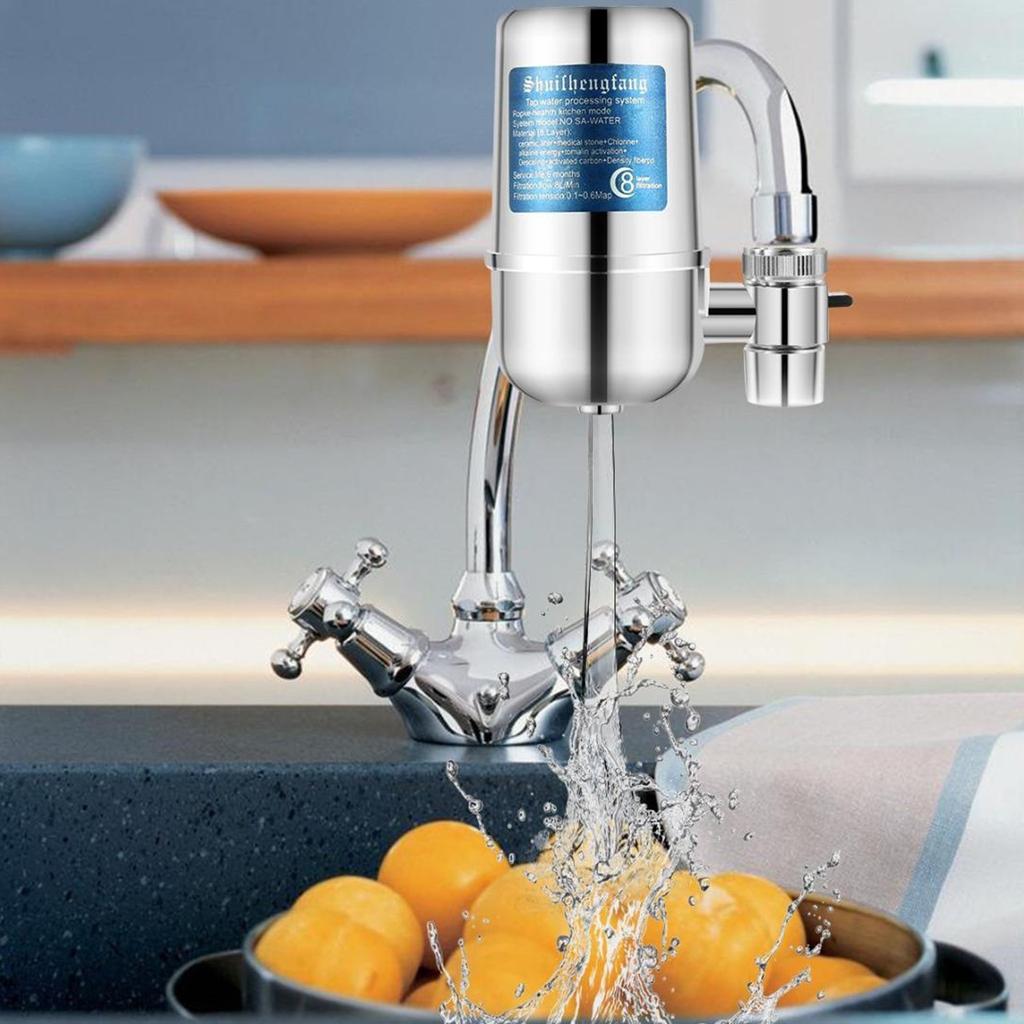 Faucet Water Filter with 8-layer Cartridge Tap Water Purifier Filtration System Dual Output Water
