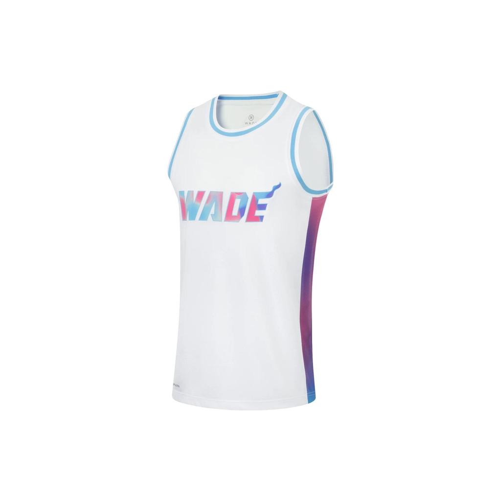 Li-Ning Wade Series Letter Print Colorblock Quick-Dry Round Neck Tank Top Men Tops White AAYT051-4