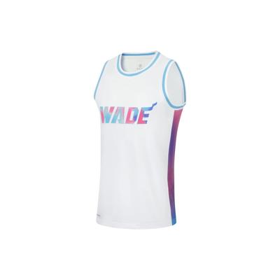 Wade Series Buchstaben-Print Colorblock Schnelltrocknend Rundhals Tanktop Herren Tops Weiß AAYT051-4