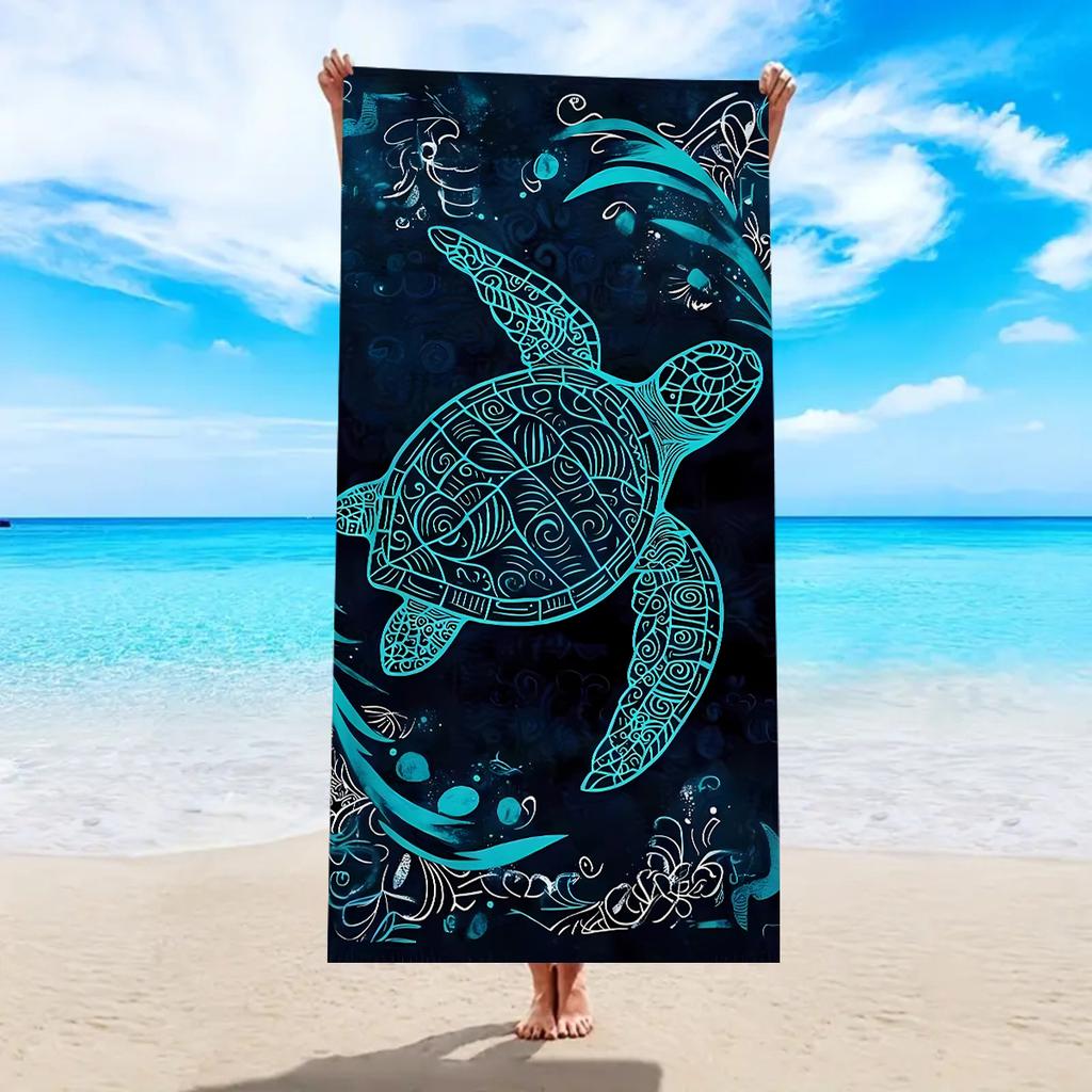 1pc Ocean element beach towel, dolphin animal print ultra-fine fiber quick drying absorbent large beach towel