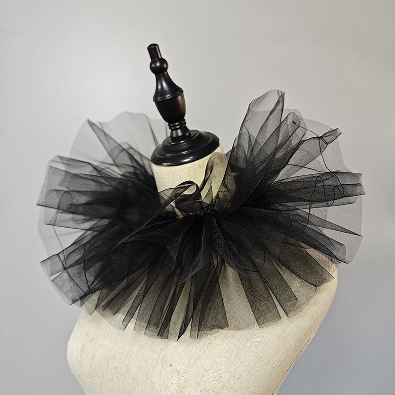 

White Puffy Layered Fake Collar Detachable Tulle Neck Ruff Costume Renaissance Cosplay Clown Decorative Collar