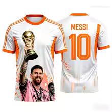Herren Sommer Weiches Messi Fußball Grafik T-Shirt Kurzarm Lässig Sport Trikot Kinder Jungen Oberteile Street Tägliche Kleidung