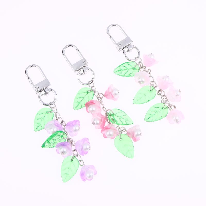 Y2K Aesthetics Lily Of The Valley Keychain Exquisite Flower Keyring Bag Pendant Sweet Girly Phone Lanyard Holiday Gifts