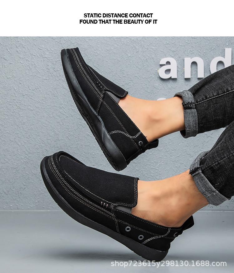 Fashion Men's Canvas Shoes Korean Style Loafers Slip-On Flat Shoes Breathable Wear-Resistant Casual Shoes Fashion Men's Shoes 2025